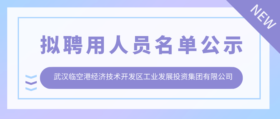 武汉临空港经济技术开发区工业发展投资集团有限公司面向社会公开招聘工作人员拟聘用人员名单公示